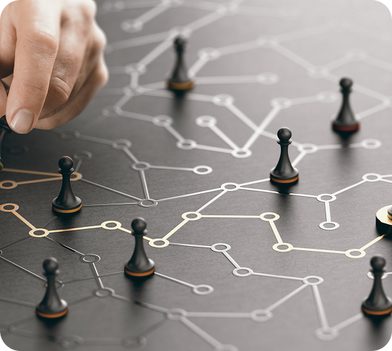 Strategic planning board with connected points